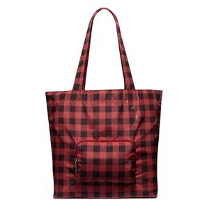 Coach 2018 Packable Nylon Tote In Red And Black Gingham Checkerboard Brand New